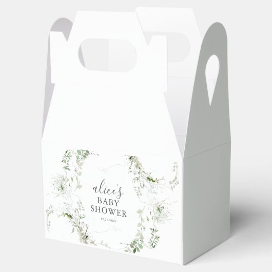 Greenery Botanical Wreath Script Baby shower Bedankdoosjes (Geopend)