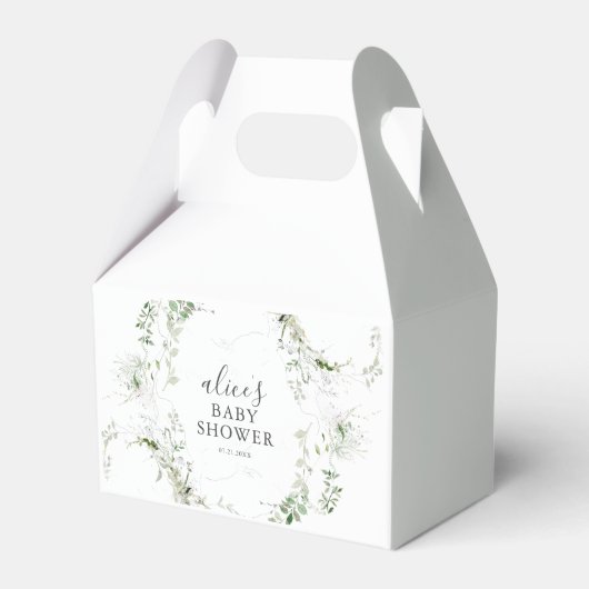 Greenery Botanical Wreath Script Baby shower Bedankdoosjes (Voorkant Zijde)