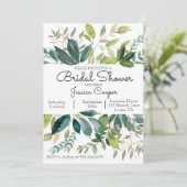Greenery Bouquet Bruids Douche Uitnodiging (Staand voorkant)