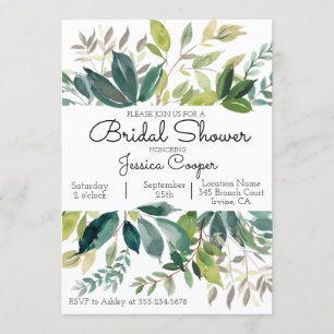 Greenery Bouquet Bruids Douche Uitnodiging