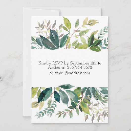 Greenery Bouquet verlovingsfeest uitnodiging (Achterkant)