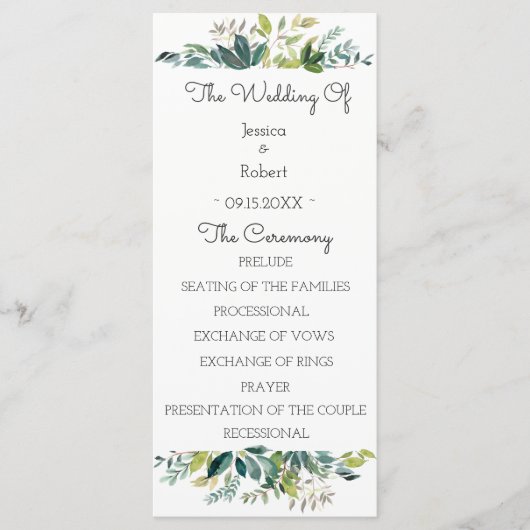 Greenery Bouquet Wedding Program Programmakaart (Voorkant)