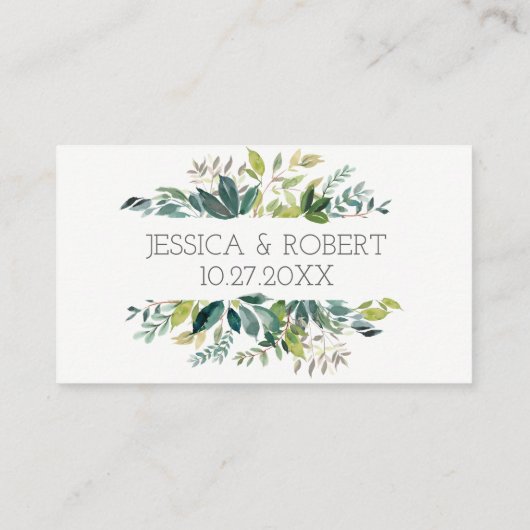 Greenery Bouquet Wedding Website Details Kaart (Achterkant)