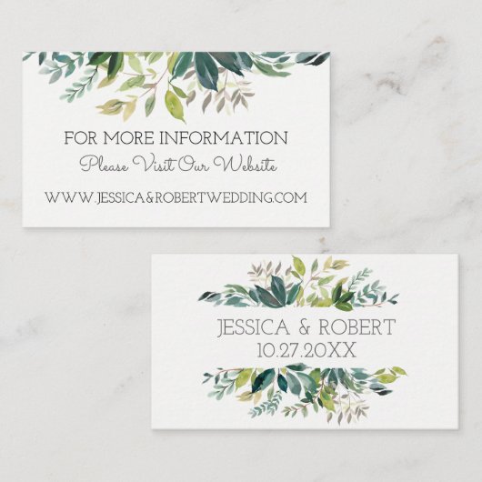 Greenery Bouquet Wedding Website Details Kaart (Voorkant / Achterkant)