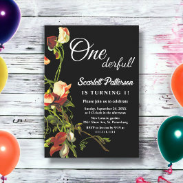 Greenery Bourgogne Rozen Zwart Bloemen 1e Verjaard Kaart