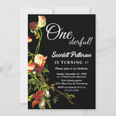 Greenery Bourgogne Rozen Zwart Bloemen 1e Verjaard Kaart (Voorkant)