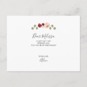 Greenery Bourgondië, jij wordt mijn bruidsmeisje Uitnodiging Briefkaart (Achterkant)