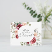 Greenery Bourgondië, jij wordt mijn bruidsmeisje Uitnodiging Briefkaart (Staand voorkant)