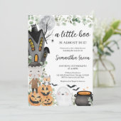 Greenery Boy A Little Boo Baby shower Kaart (Staand voorkant)