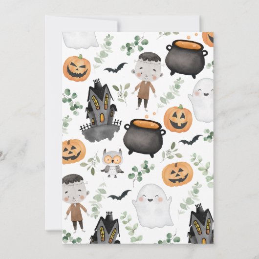 Greenery Boy A Little Boo Baby shower Kaart (Achterkant)