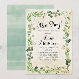 Greenery Boy Baby shower Kaart