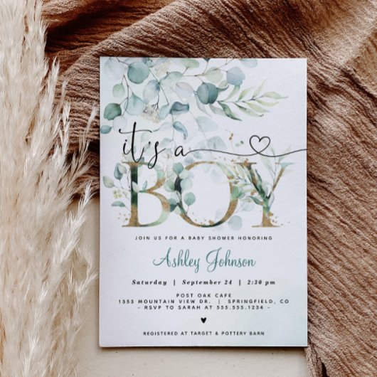Greenery Boy Baby shower Uitnodiging