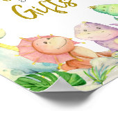 Greenery Boy Dinosaur Baby shower Boeken en gesche Poster (Hoek)