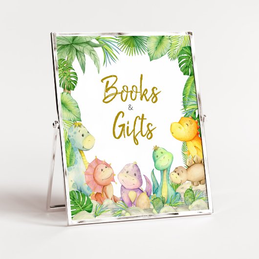 Greenery Boy Dinosaur Baby shower Boeken en gesche Poster