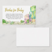 Greenery Boy Dinosaur Baby shower Boeken voor Baby Informatiekaartje (Voorkant / Achterkant)