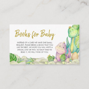 Greenery Boy Dinosaur Baby shower Boeken voor Baby Informatiekaartje