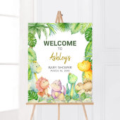 Greenery Boy Dinosaur Baby shower Welkom Poster