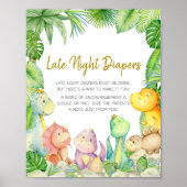 Greenery Boy Dinosaurus Baby Late Night Luiers Poster (Voorkant)