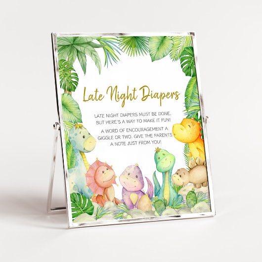 Greenery Boy Dinosaurus Baby Late Night Luiers Poster