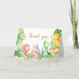 Greenery Boy Dinosaurus Baby shower Bedankkaart