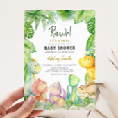 Greenery Boy Dinosaurus Baby shower Kaart