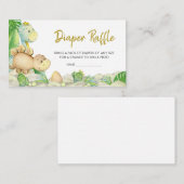 Greenery Boy Dinosaurus Baby shower Luier Raffle Informatiekaartje (Voorkant / Achterkant)