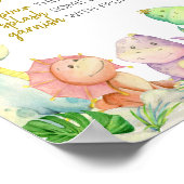 Greenery Boy Dinosaurus Baby shower Moeder Osa Bar Poster (Hoek)