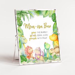 Greenery Boy Dinosaurus Baby shower Moeder Osa Bar Poster