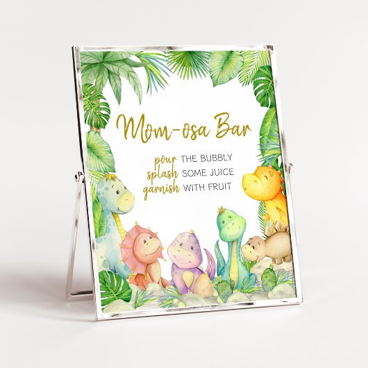 Greenery Boy Dinosaurus Baby shower Moeder Osa Bar Poster