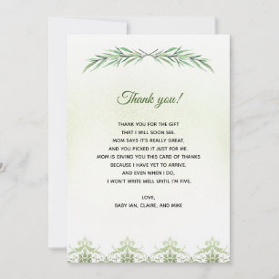 Greenery Branch Baby shower Hartelijk dank Bedankkaart