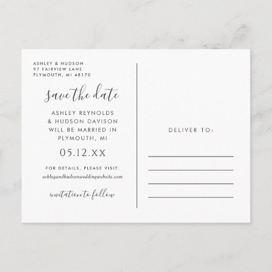 Greenery Branch Wedding Photo Save the Date Cream Aankondigingskaart (Achterkant)