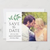 Greenery Branch Wedding White Save The Date (Voorkant)