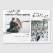 Greenery Branches 2 Photo Magnetic Holiday Card (Voorkant)