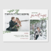 Greenery Branches 2 Photo Magnetic Holiday Card (Voorkant)
