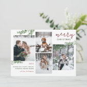 Greenery Branches 4 Foto Collage Feestdagenkaart (Staand voorkant)