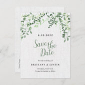 Greenery Branches en Leaves Aankondigingskaart (Voorkant / Achterkant)