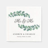 Greenery Branches Mr & Mr Gay Wedding Servet (Voorkant)