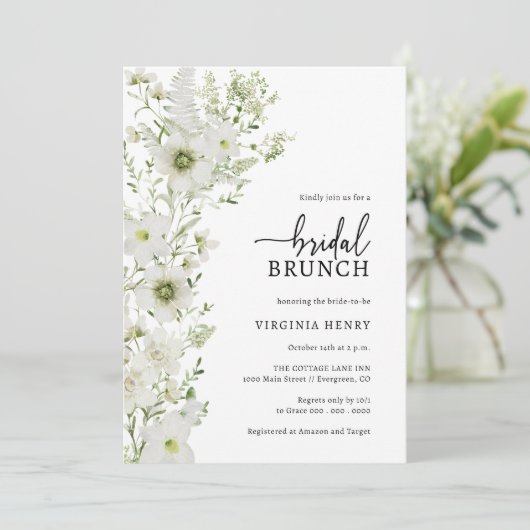 Greenery Bridal Brunch Invitation Kaart (Staand voorkant)