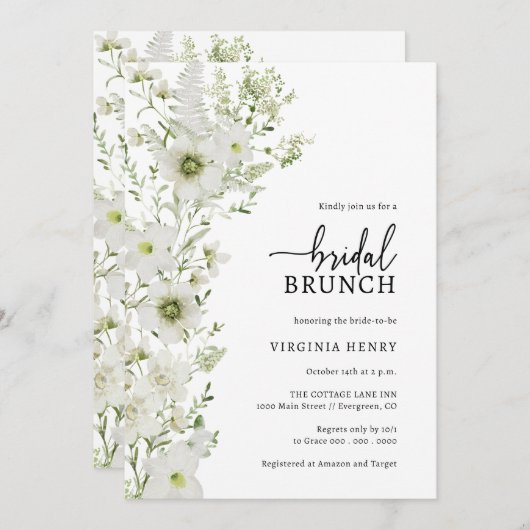 Greenery Bridal Brunch Invitation Kaart (Voorkant / Achterkant)