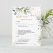 Greenery Bridal Game Wat is er op je Kaart? Advieskaart (Staand voorkant)