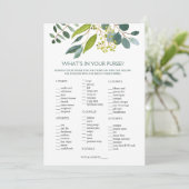 Greenery Bridal Purse game/Wedding Scramble Kaart (Staand voorkant)