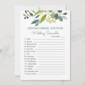 Greenery Bridal Purse game/Wedding Scramble Kaart (Achterkant)