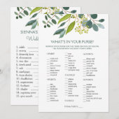 Greenery Bridal Purse game/Wedding Scramble Kaart (Voorkant / Achterkant)