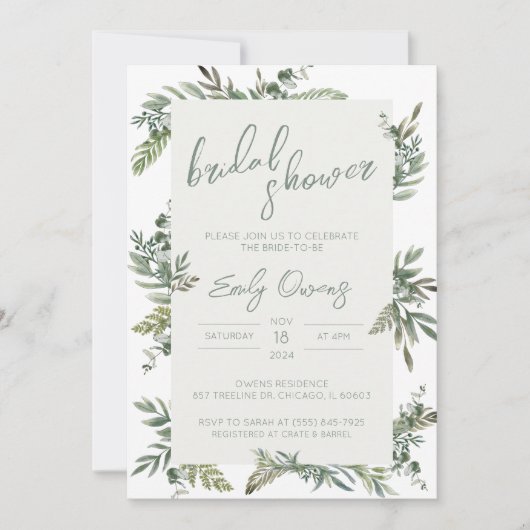 Greenery Bridal Shower Kaart (Voorkant)