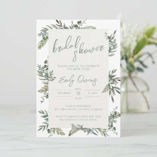 Greenery Bridal Shower Kaart (Staand voorkant)
