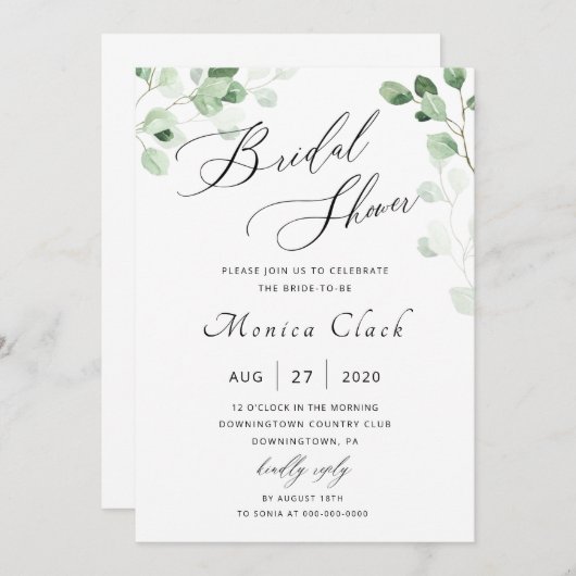 Greenery Bridal Shower Kaart (Voorkant / Achterkant)