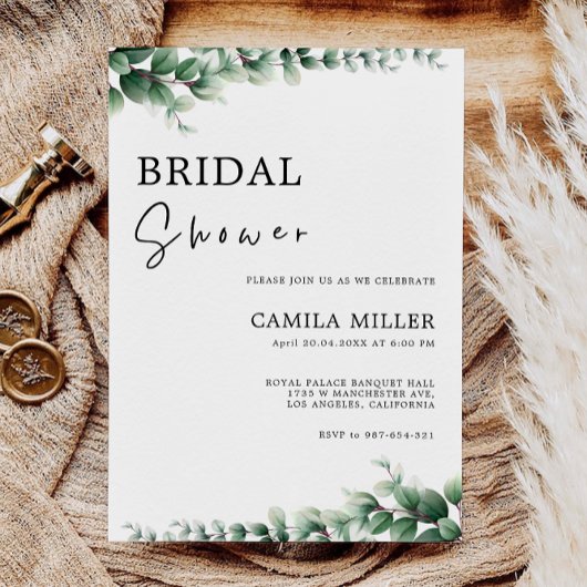 Greenery Bridal Shower Kaart