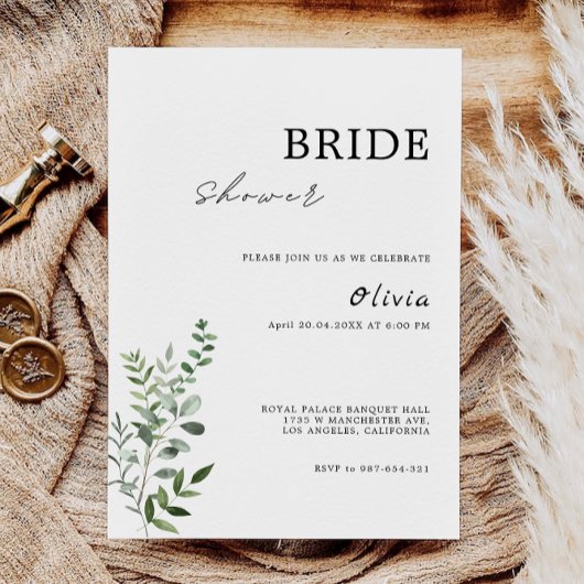 Greenery Bridal Shower Kaart