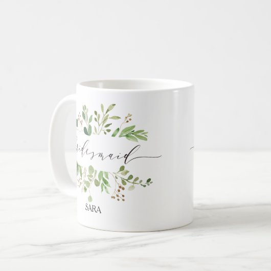 Greenery Bridesmaid Personalized-11 Koffiemok (Voorkant links)