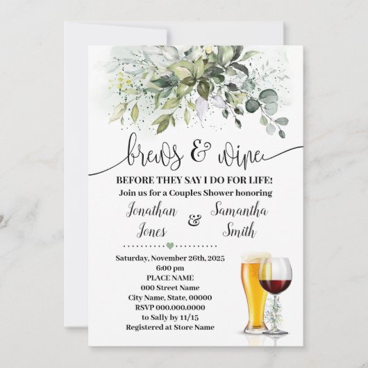 Greenery Brouwen en Wijnparen Douche Kaart (Voorkant)